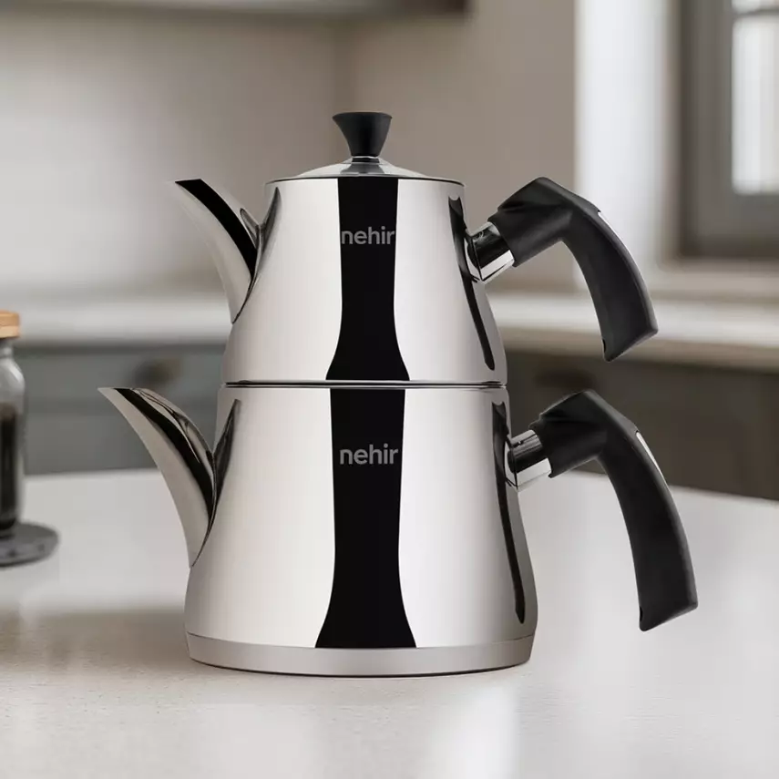 Almira Midi Boy Paslanmaz Çelik Çaydanlık Takımı - 5