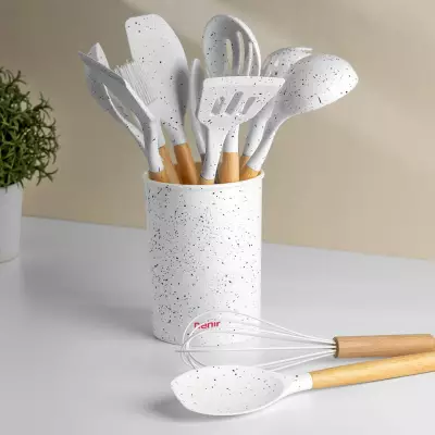 Angela Ahşap Silikon 12 Parça Servis Takımı