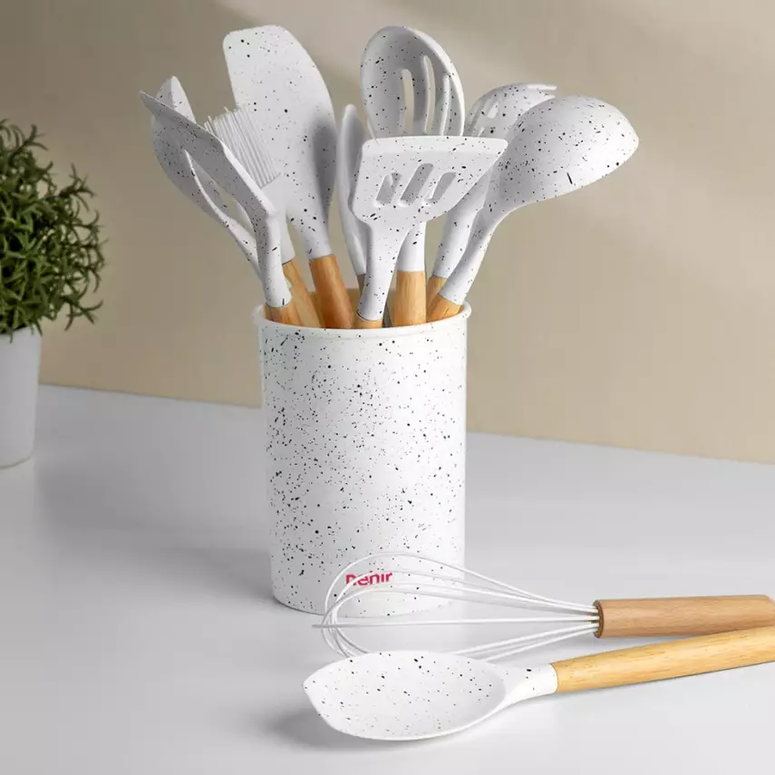 Angela Ahşap Silikon 12 Parça Servis Takımı - 1