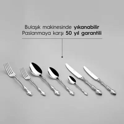 Adriana Sade 12 Kişilik 84 Parça Kutulu Çatal Kaşık Bıçak Takımı - 3