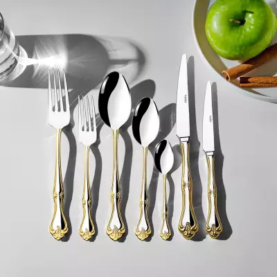 Lalezar Altın Sade 12 Kişilik 84 Parça Kutulu Çatal Kaşık Bıçak Takımı