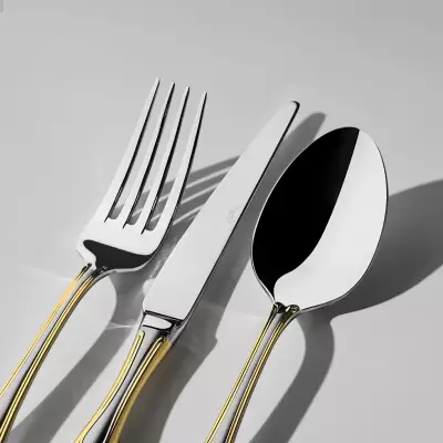 Lalezar Altın Sade 12 Kişilik 84 Parça Kutulu Çatal Kaşık Bıçak Takımı - 3