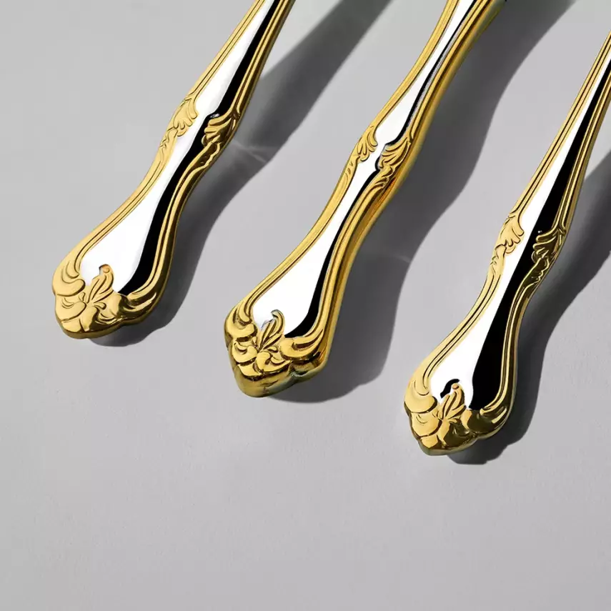 Lalezar Altın Sade 12 Kişilik 84 Parça Kutulu Çatal Kaşık Bıçak Takımı - 4