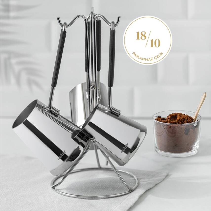 Everest 4 Parça Standlı Paslanmaz Çelik Cezve Seti - 1