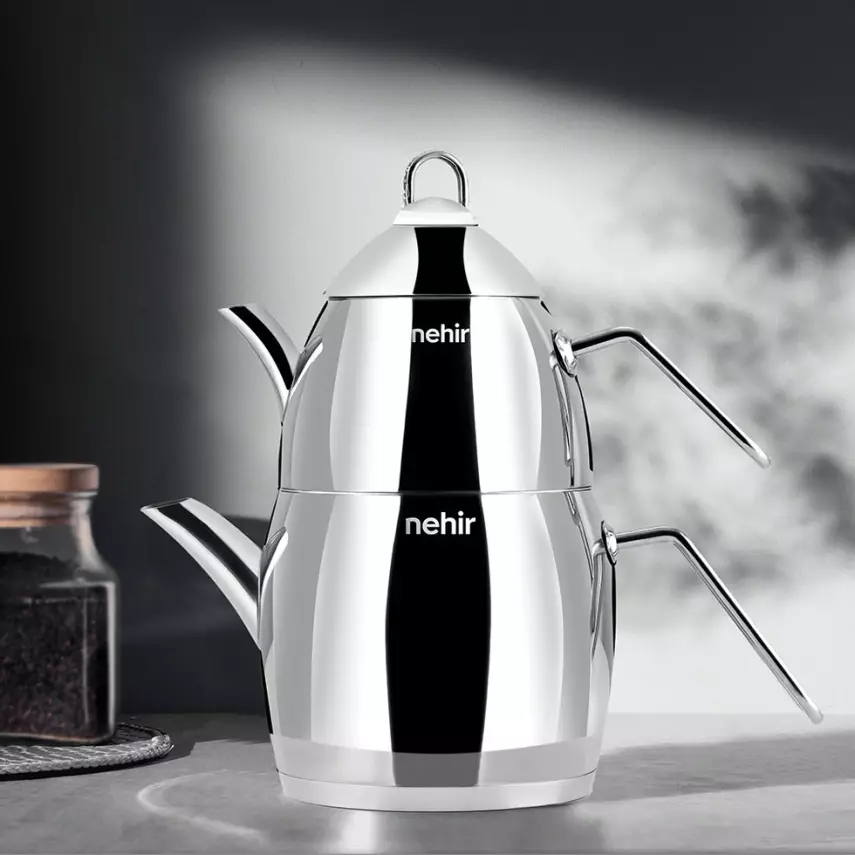 Florina Midi Orta Boy Paslanmaz Çelik Çaydanlık Takımı - 1