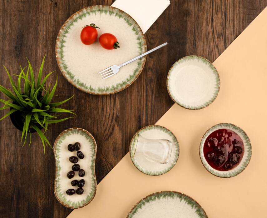 Green Line 26 Parça 6 Kişilik Porselen Kahvaltı Takımı - 2