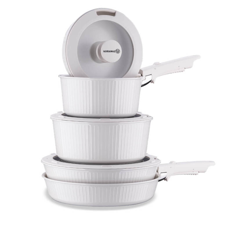 Korkmaz Nova Pratika Bej 10 Parça Tencere Seti  - 2