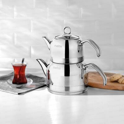 Lotus Midi Orta Boy Paslanmaz Çelik Çaydanlık Takımı