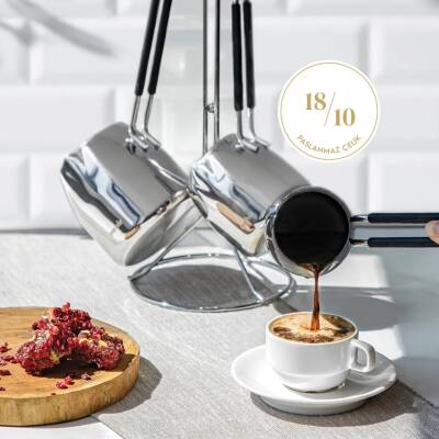 Modern 4 Parça Standlı Paslanmaz Çelik Cezve Seti - 2