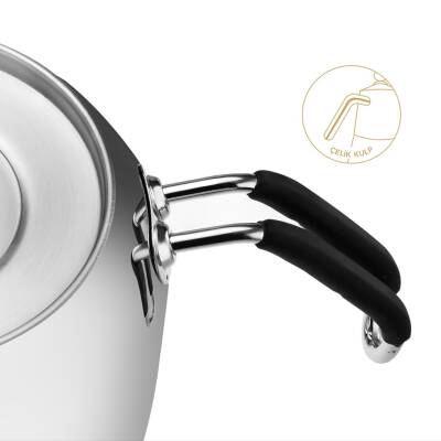 Modern Midi Orta Boy Paslanmaz Çelik Çaydanlık Takımı - 4