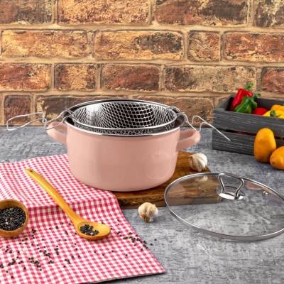 Noble life Emaye Pembe Fritöz Tenceresi