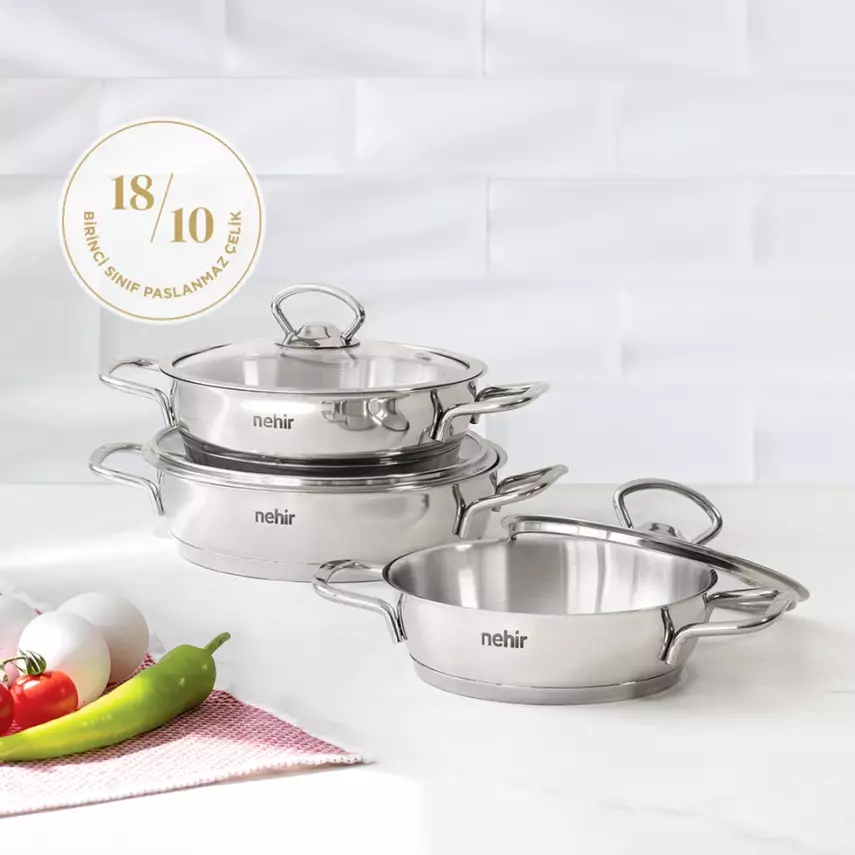 Silver 6 Parça Paslanmaz Çelik Sahan Seti - 2