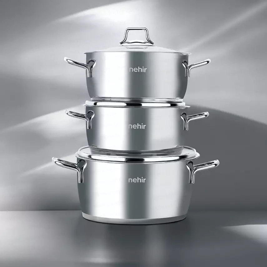 Silver Klasik 6 Parça Derin Paslanmaz Çelik Tencere Seti - 2