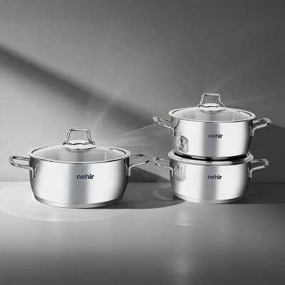 Silver Klasik 6 Parça Derin Paslanmaz Çelik Tencere Seti