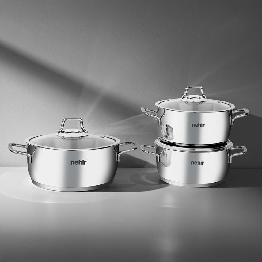 Silver Klasik 6 Parça Derin Paslanmaz Çelik Tencere Seti - 1