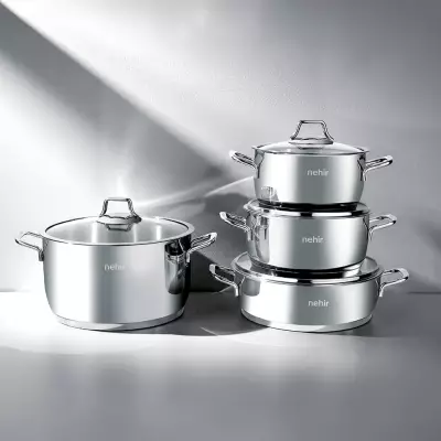 Silver Klasik 8 Parça Paslanmaz Çelik Tencere Seti