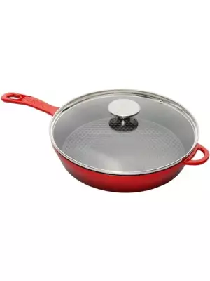 Sürel Cam Kapaklı 28 cm Demir Döküm Tava