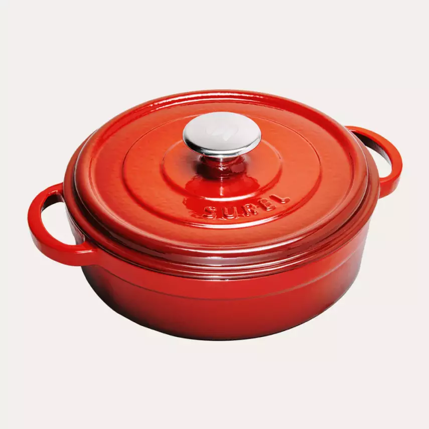 Sürel Kırmızı Demir Döküm Sığ Tencere 28 cm - 1