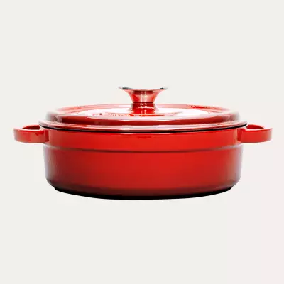 Sürel Kırmızı Demir Döküm Sığ Tencere 28 cm - 2