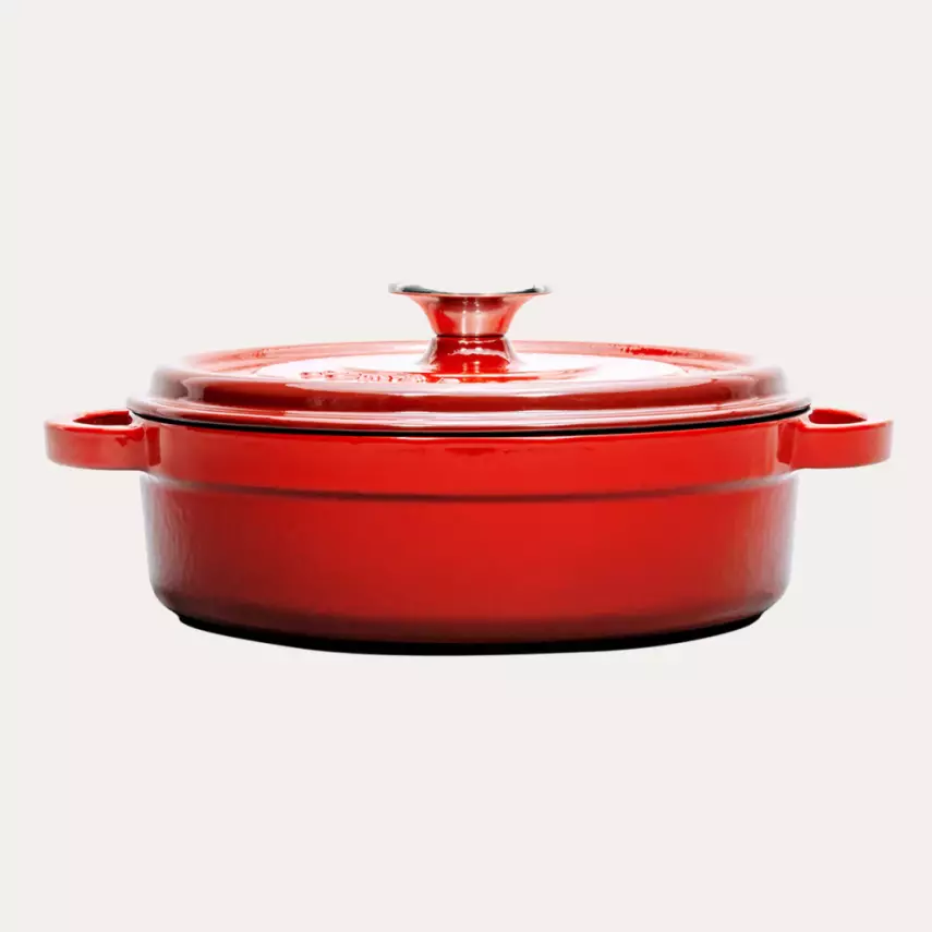 Sürel Kırmızı Demir Döküm Sığ Tencere 28 cm - 2