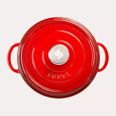 Sürel Kırmızı Demir Döküm Sığ Tencere 28 cm - 4